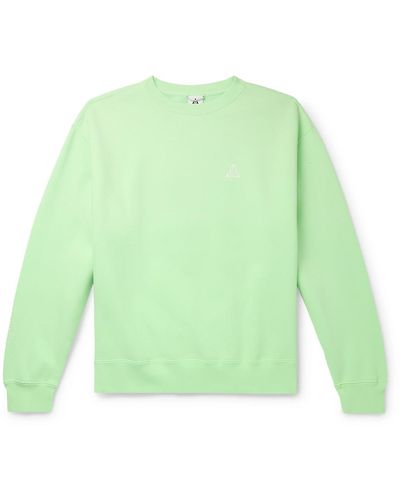 Nike Acg Logo-embroidered Therma-fit Sweatshirt - Green