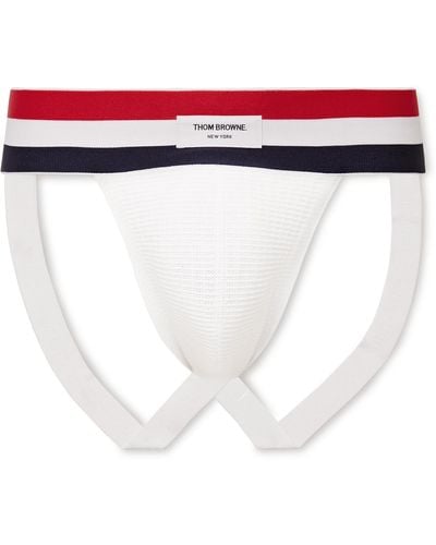 Thom Browne Logo-appliqued Stretch-knit Jockstrap - White
