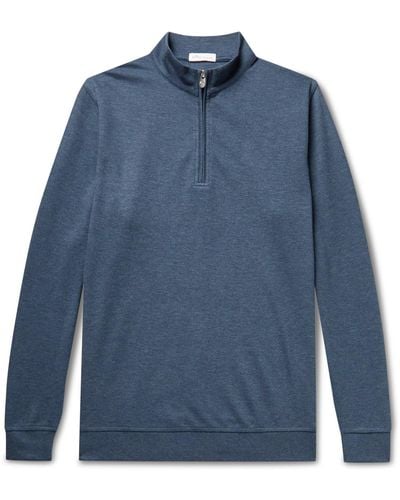 Peter Millar Crown Stretch Cotton And Modal-blend Half-zip Sweatshirt - Blue