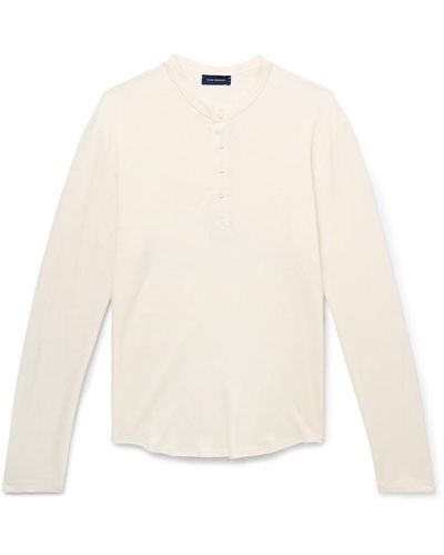 Thom Sweeney Slub Stretch-linen Henley T-shirt - White