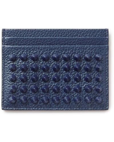 Christian Louboutin Studded Full-grain Leather Cardholder - Blue