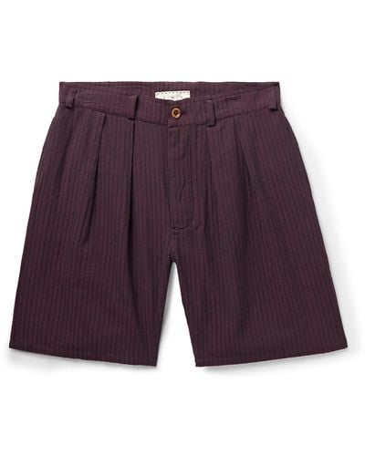 SMR Days Mastella Straight-leg Embroidered Cotton Shorts - Purple