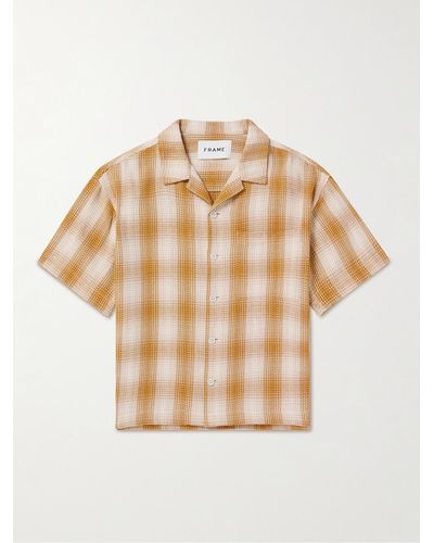 FRAME Baja Camp-collar Checked Cotton Shirt - Natural