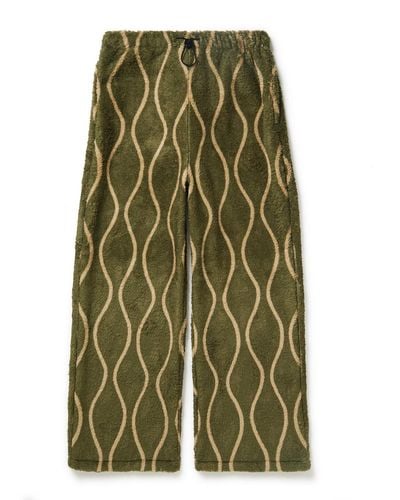 Kapital Straight-leg Striped Fleece Pants - Green