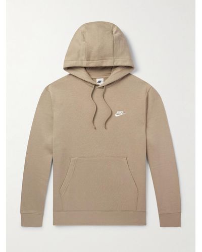 Nike Nsw Logo-embroidered Cotton-blend Jersey Hoodie - Natural