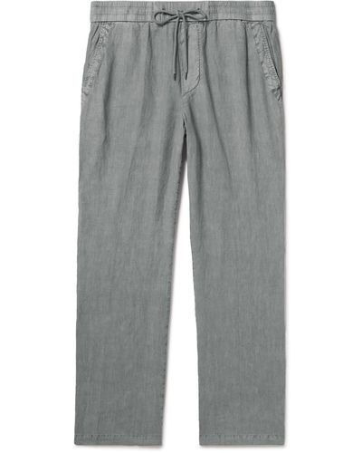 James Perse Straight-leg Garment-dyed Linen Drawstring Pants - Gray