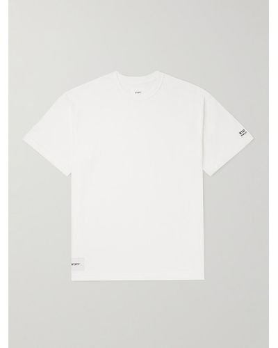WTAPS Appliquéd Logo-embroidered Cotton-blend Jersey T-shirt - White