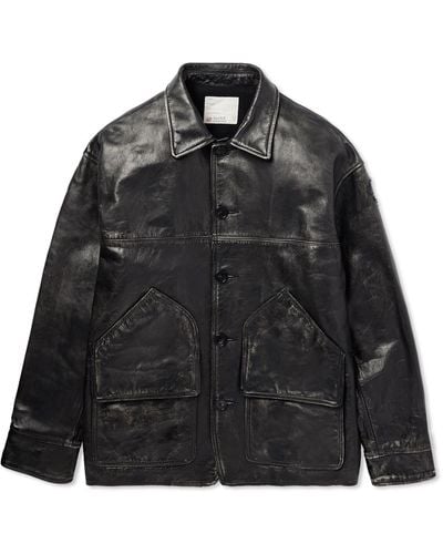 SAINT Mxxxxxx Distressed Leather Jacket - Black