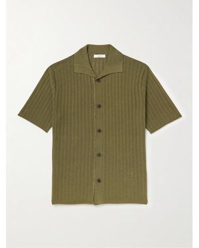 MR P. Open-knit Cotton And Lyocell-blend Shirt - Green
