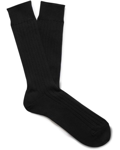 MR P. Ribbed Cotton-blend Socks - Black