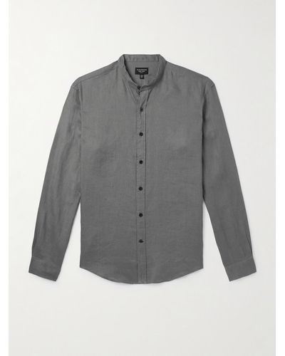 Club Monaco Grandad-collar Linen Shirt - Grey
