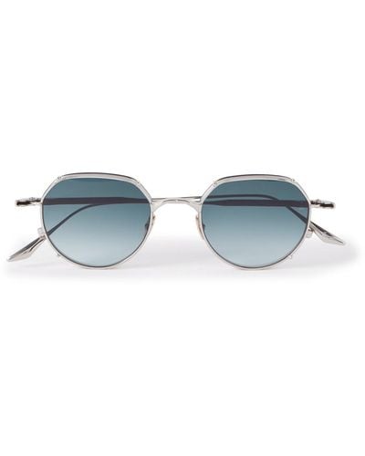 Jacques Marie Mage Hartana Round-frame Silver-tone Sunglasses - Blue