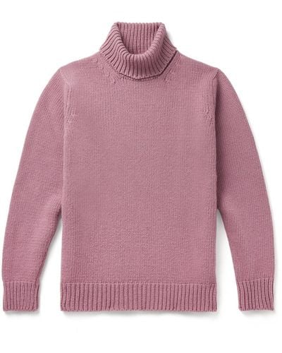 Richard James Wool Rollneck Sweater - Pink
