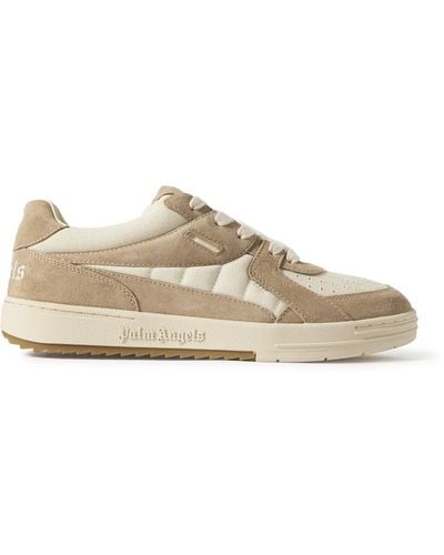Palm Angels Palm College Suede-trimmed Canvas Sneakers - Metallic