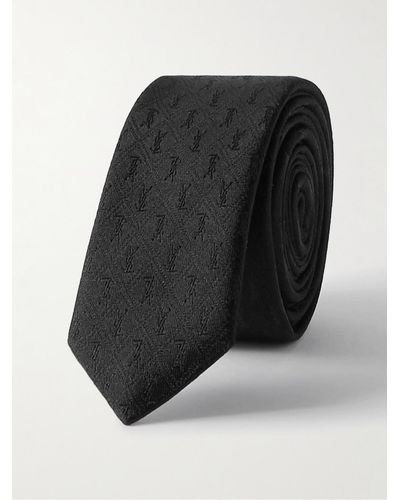 Saint Laurent 4cm Logo-jacquard Silk Tie - Black