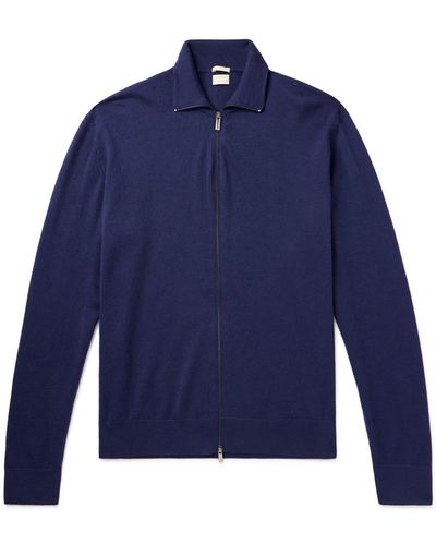 Massimo Alba Evan Cashmere Zip-up Sweater - Blue