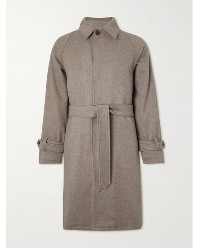 STÒFFA Raglan Belted Brushed Cashmere Coat - Grey