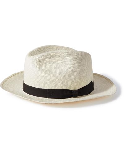Anderson & Sheppard Grosgrain-trimmed Straw Panama Hat - White
