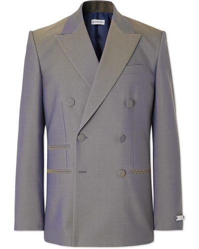 Burberry Double-breasted Wool Suit Jacket - Gray