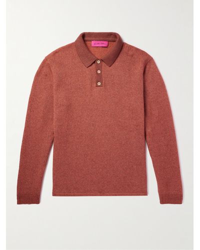 The Elder Statesman Cashmere And Cotton-blend Polo Shirt - Red