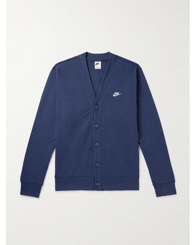 Nike Cardigan in cotone con logo ricamato Club - Blu