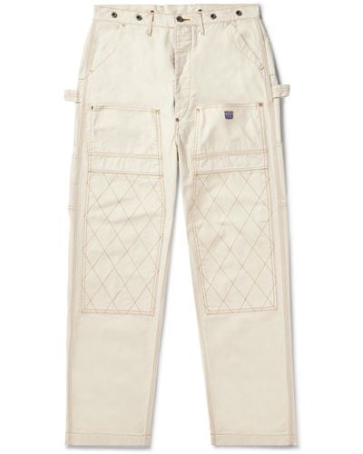 Kapital Lumber Tapered Embroidered Cotton-canvas Cargo Pants - Natural