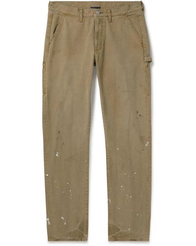 John Elliott Straight-leg Paint-splattered Cotton-canvas Pants - Natural