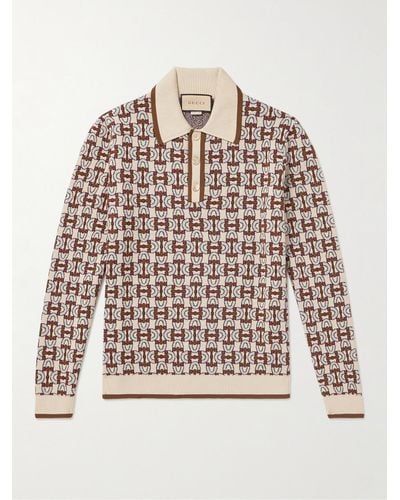 Gucci Pullover aus Jacquard-Strick aus einer Mischung aus Baumwolle - Natur