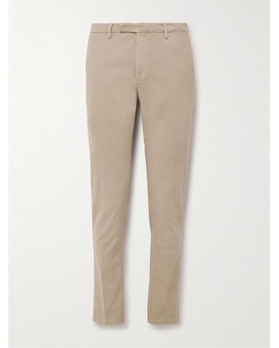 Boglioli Slim-fit Garment-dyed Cotton-blend Twill Suit Trousers - Natural