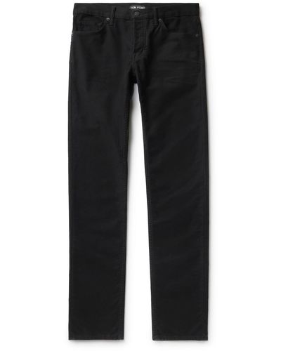 Tom Ford Slim-fit Stretch-cotton Moleskin Pants - Black