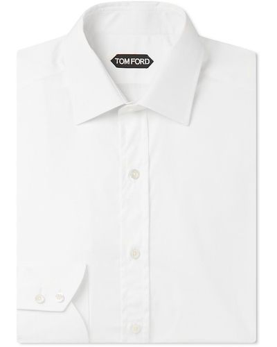 Tom Ford Cutaway-collar Cotton-poplin Shirt - White