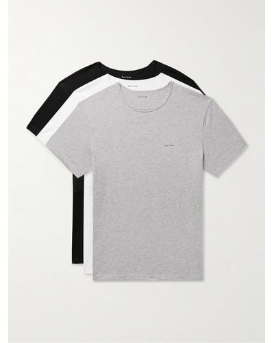 Paul Smith Three-pack Slim-fit Logo-print Organic Cotton-jersey T-shirts - Grey