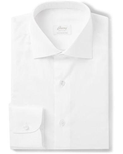 Brioni Cutaway-collar Cotton-poplin Shirt - White