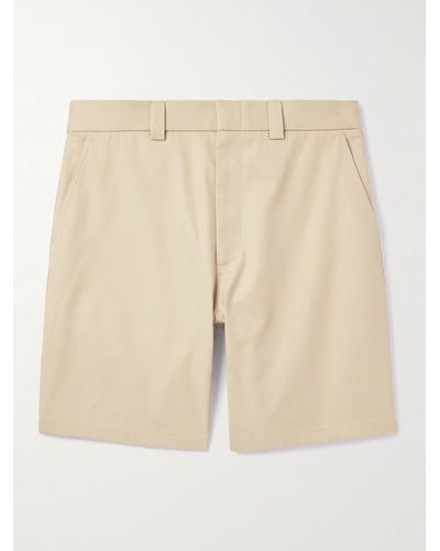 Gucci Straight-leg Webbing-trimmed Cotton-twill Shorts - Natural