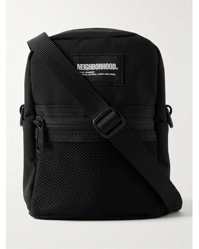 Neighborhood Vertical Mini Logo-appliquéd Mesh-trimmed Cordura® Messenger Bag - Black
