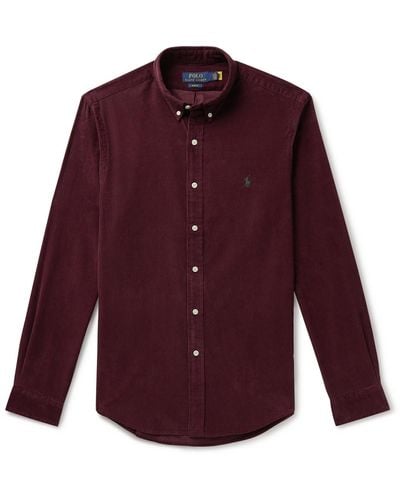 Polo Ralph Lauren Button-down Collar Cotton-corduroy Shirt - Purple