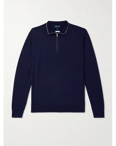 Peter Millar Pullover in misto lana con mezza zip Excursionist Flex - Blu