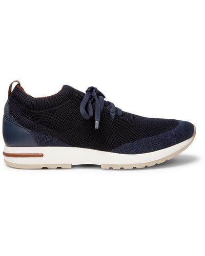 Loro Piana 360 Flexy Walk Leather-trimmed Knitted Wool Sneakers - Blue