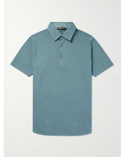 Loro Piana Cotton-piqué Polo Shirt - Blue