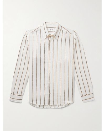 NN07 Quinsy 5244 Striped Linen Shirt - Natural