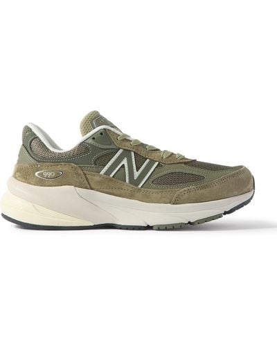 New Balance 990v6 Leather-trimmed Suede And Mesh Sneakers - Green