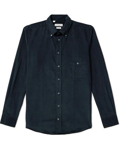 Richard James Button-down Collar Cotton-corduroy Shirt - Blue