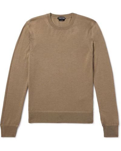 Tom Ford Cashmere And Silk-blend Sweater - Natural