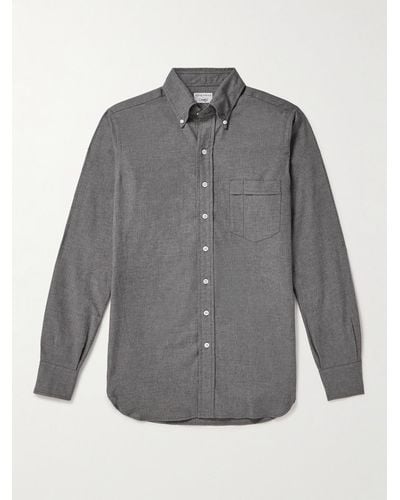 Kingsman Drake's Button-down Collar Cotton-flannel Shirt - Grey