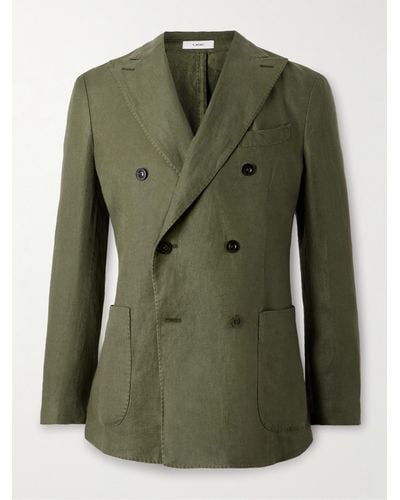 Boglioli K-jacket Double-breasted Linen-twill Suit Jacket - Green