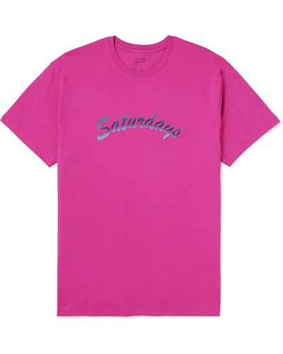 Saturdays NYC Horizon Script Logo-print Cotton-jersey T-shirt - Pink
