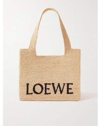 Loewe Paula's Ibiza Tote bag in rafia con logo ricamato - Neutro