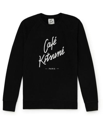 Café Kitsuné Logo-print Cotton-jersey Sweatshirt - Black