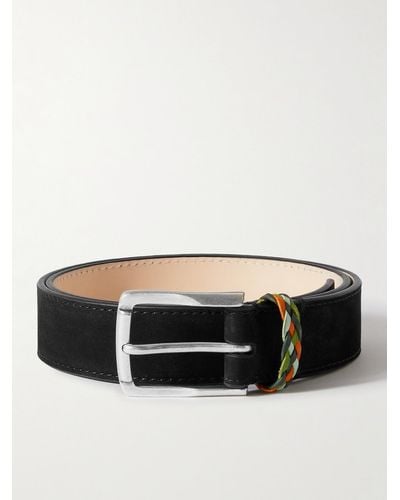 Paul Smith Leather-trimmed Suede Belt - Black