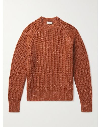 Altea Slim-fit Ribbed Wool And Silk-blend Sweater - Orange